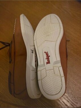 Rockport Tan Leather Slip-On Loafers with White Soles